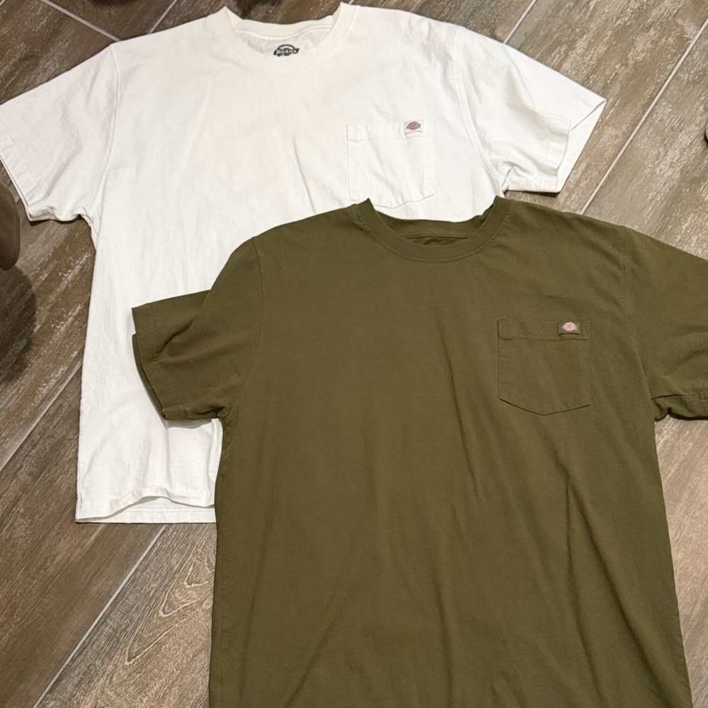 Dickies Olive and White Short Sleeve Tees